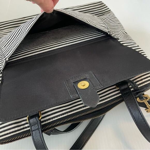 Fossil Kinley Shopper bag large shoulder bag black and white striped - Picture 9 of 16